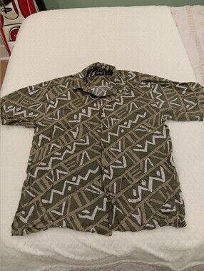 Puritan Olive Green and White Short Sleeve Shirt